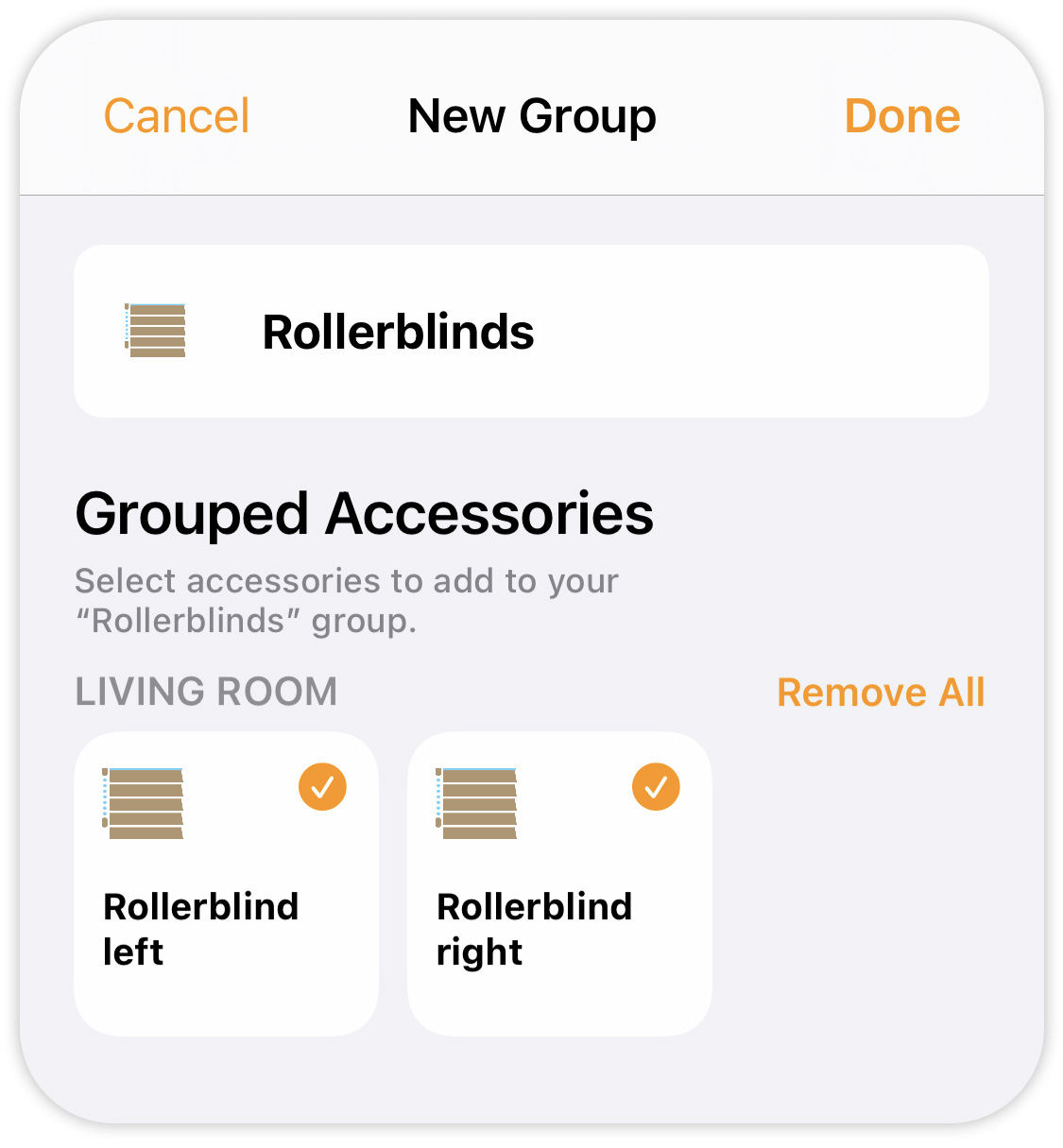 HomeKit Home app customize group