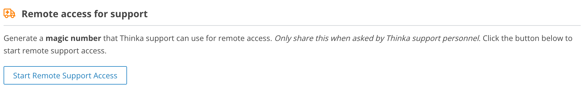 Thinka Remote Support Access Screenshot