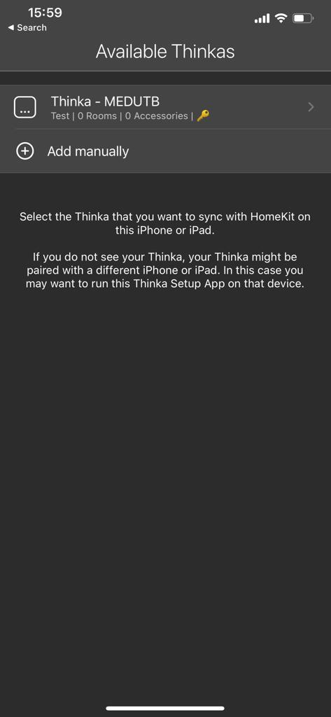Thinka HomeKit pairing instructions